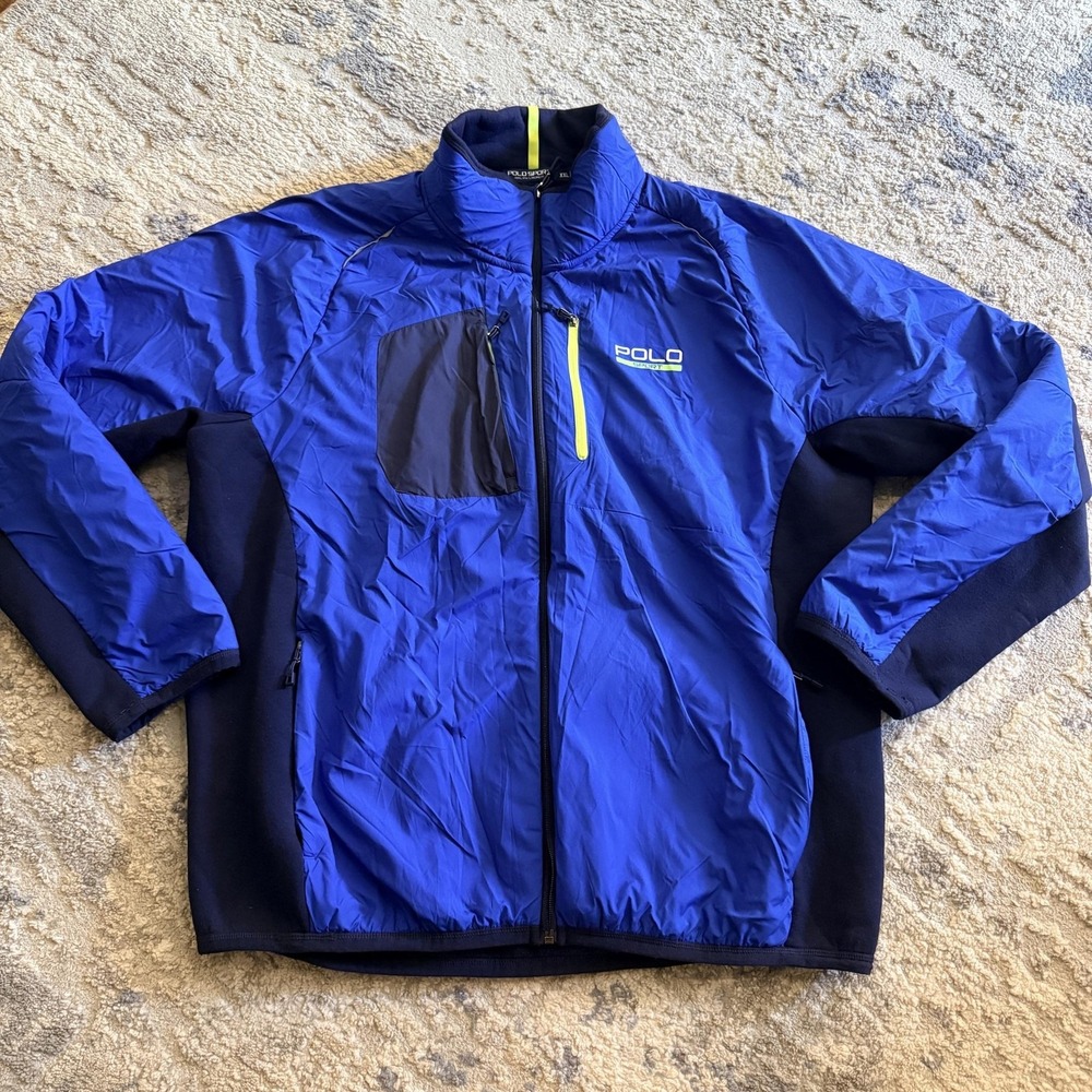 Polo Sport Ralph Lauren Jacket Mens 2XL Blue Fleece lined Full Zip Pockets
